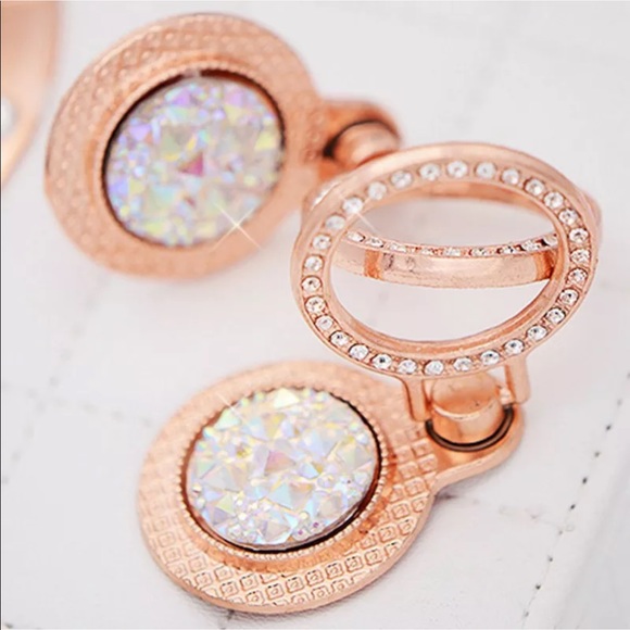 Gold Crystal Cellphone Ring Stand - Picture 2 of 6